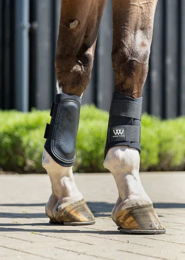 Woof Wear Club brushing boot in black, further view showing the Secure-Grip straps