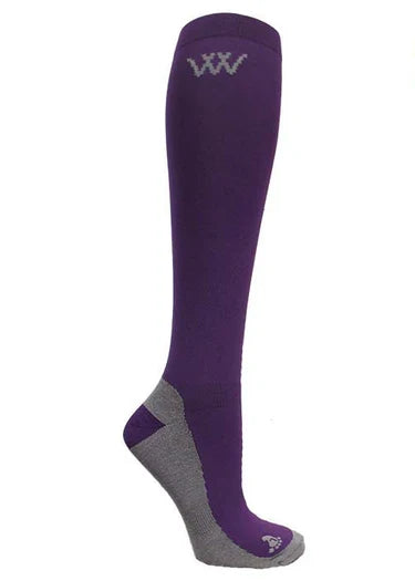 Woof Wear competition riding socks in damson, size medium, two pairs per pack