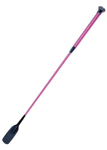 Woof Wear Gel Fusion riding whip in hi vis pink, 60cm with translucent gel handle and leather flapper