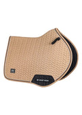 Woof Wear Herringbone close contact saddle pad in caramel, full size, satin herringbone with rope trim
