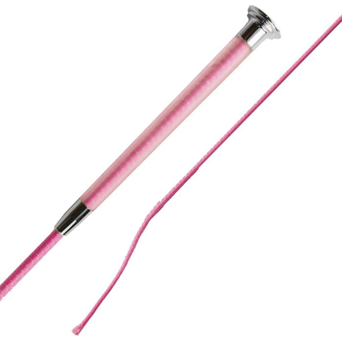 Woof Wear hi vis riding whip in fluorescent pink, gel handle and 10cm flick