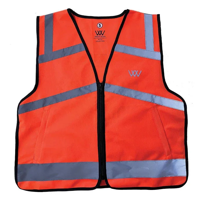 Woof Wear hi vis riding vest in orange, adults medium, adjustable side straps