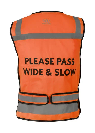 Woof Wear hi vis riding vest in orange, adults small, further view of the reflective detailing