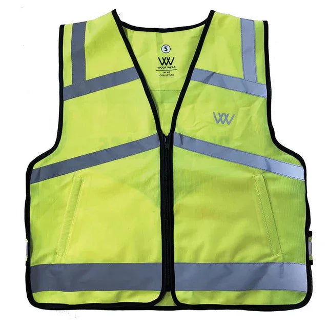 Woof Wear hi vis riding vest in yellow, adults extra large, full-length front zip