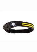 Woof Wear LED head torch in black with motion sensor and soft elastic headband