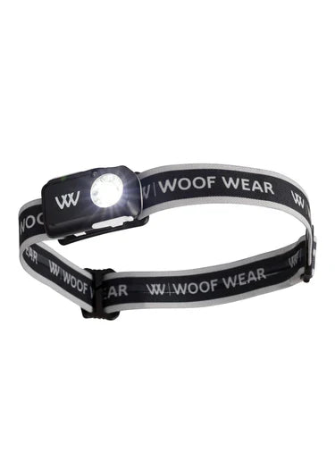Woof Wear LED Pro head torch in black, 350 lumen rechargeable torch on an adjustable headband