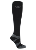 Woof Wear long bamboo waffle riding socks in black, size large, waffle knit above the calf