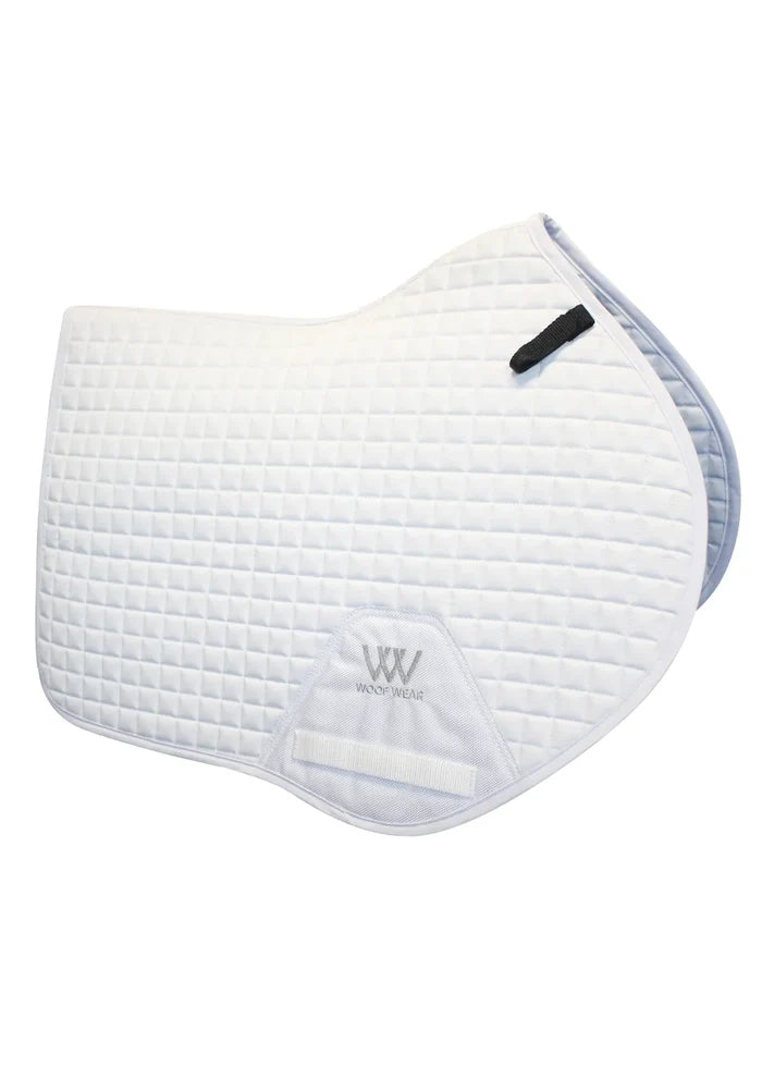 Woof Wear Pro close contact saddle pad in white, full size, polycotton with ballistic nylon girth pad