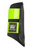Woof Wear Reflective Club brushing boot in hi vis lime, size small, fluorescent hook and loop straps