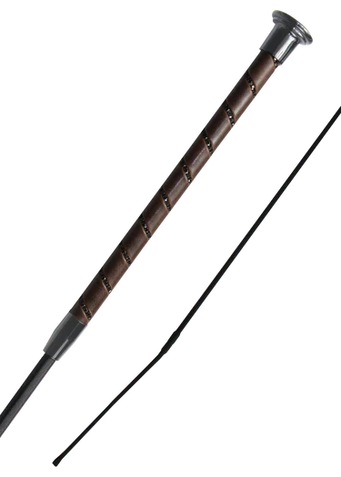 Woof Wear Stealth dressage whip in chocolate, faux leather grip with black crystals