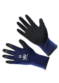 Woof Wear Summer Yard Glove in navy, stretch polyester liner with latex and nitrile dipped palm