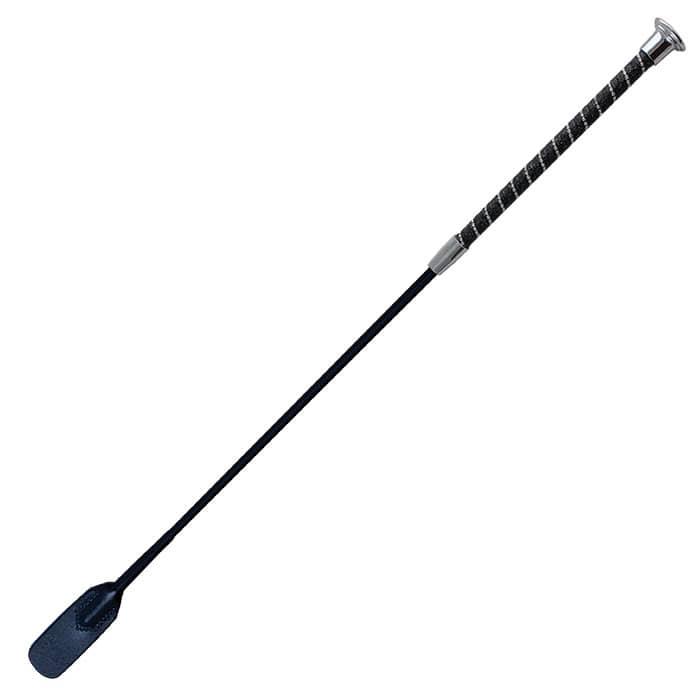 Woof Wear Twisted dressage whip in black with silver crystals on a shimmer grip