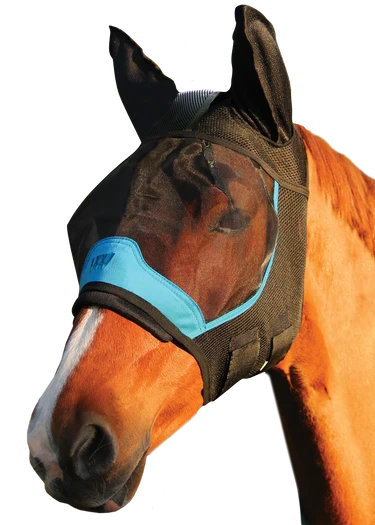 Woof Wear UV fly mask with ears in black, 3D shaped ears and vision mesh over the eyes