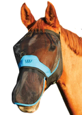 Woof Wear UV nose protector in black, clip-on soft mesh panel shading a horse's muzzle
