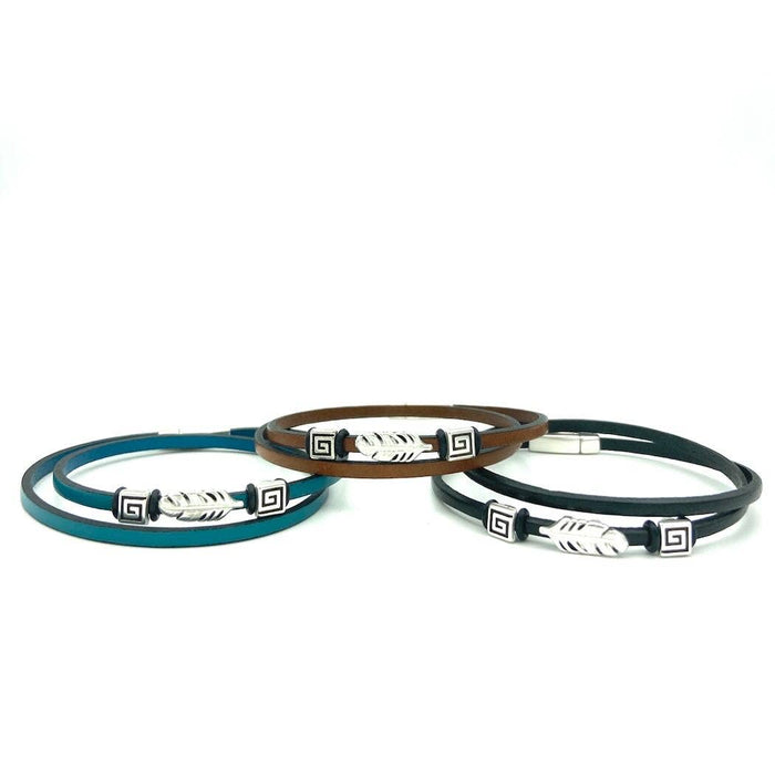 WP Silver Feather Wrap Turquoise / Large