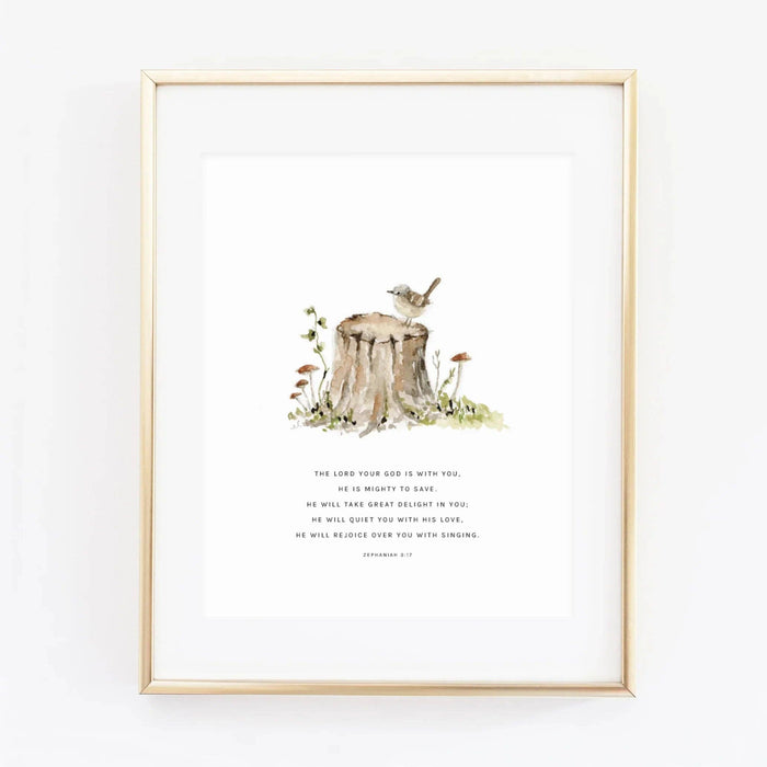 Zephaniah 3:17 Tree Stump Scripture Print
