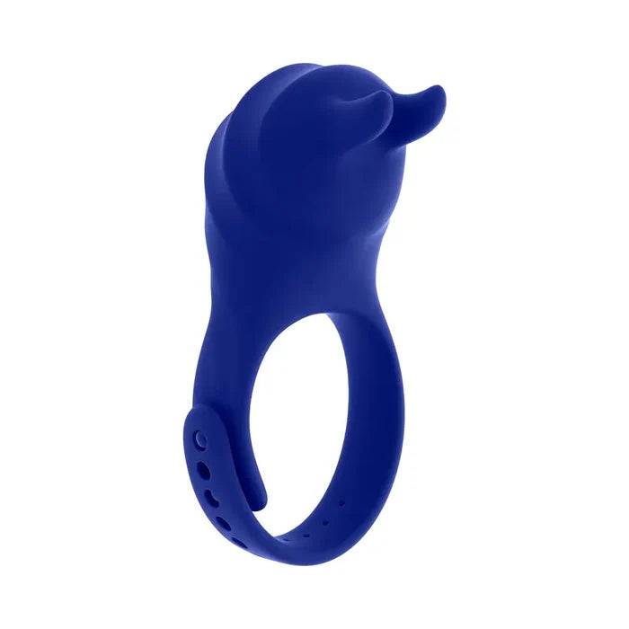 Adjustable Fun Ring Rechargeable Vibrating C-Ring with Remote - Blue